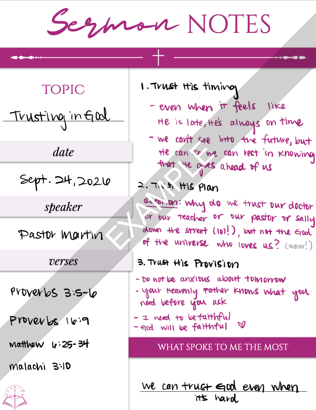 Sermon Notes Template - Neon Collection | 4 Reusable PDF Templates