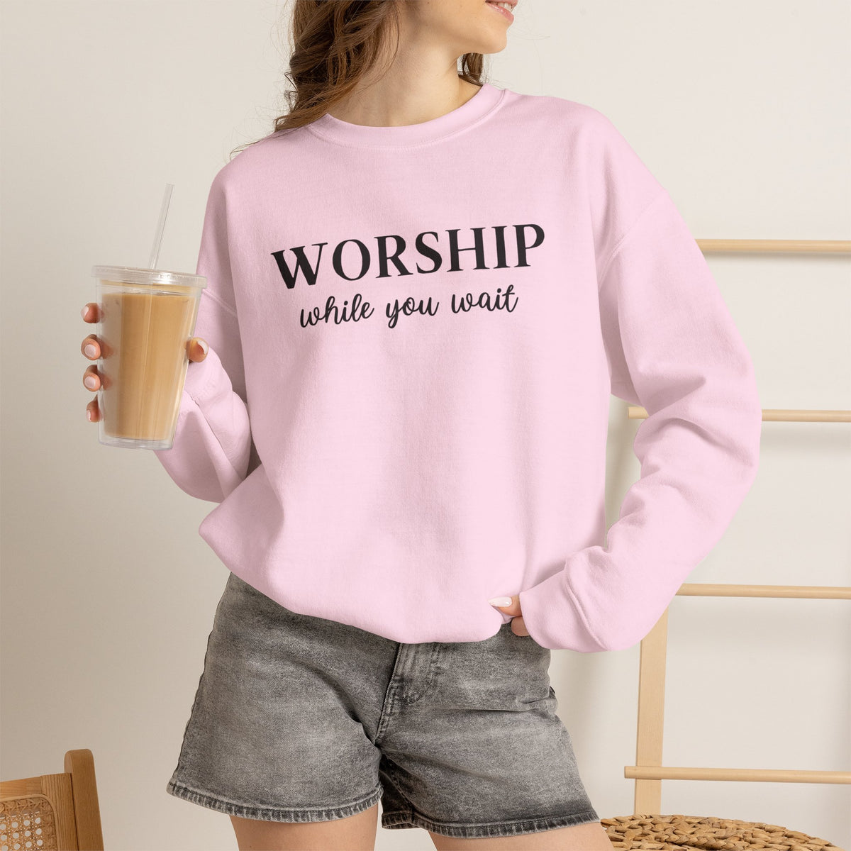 Worship While You Wait | Crewneck Sweatshirt