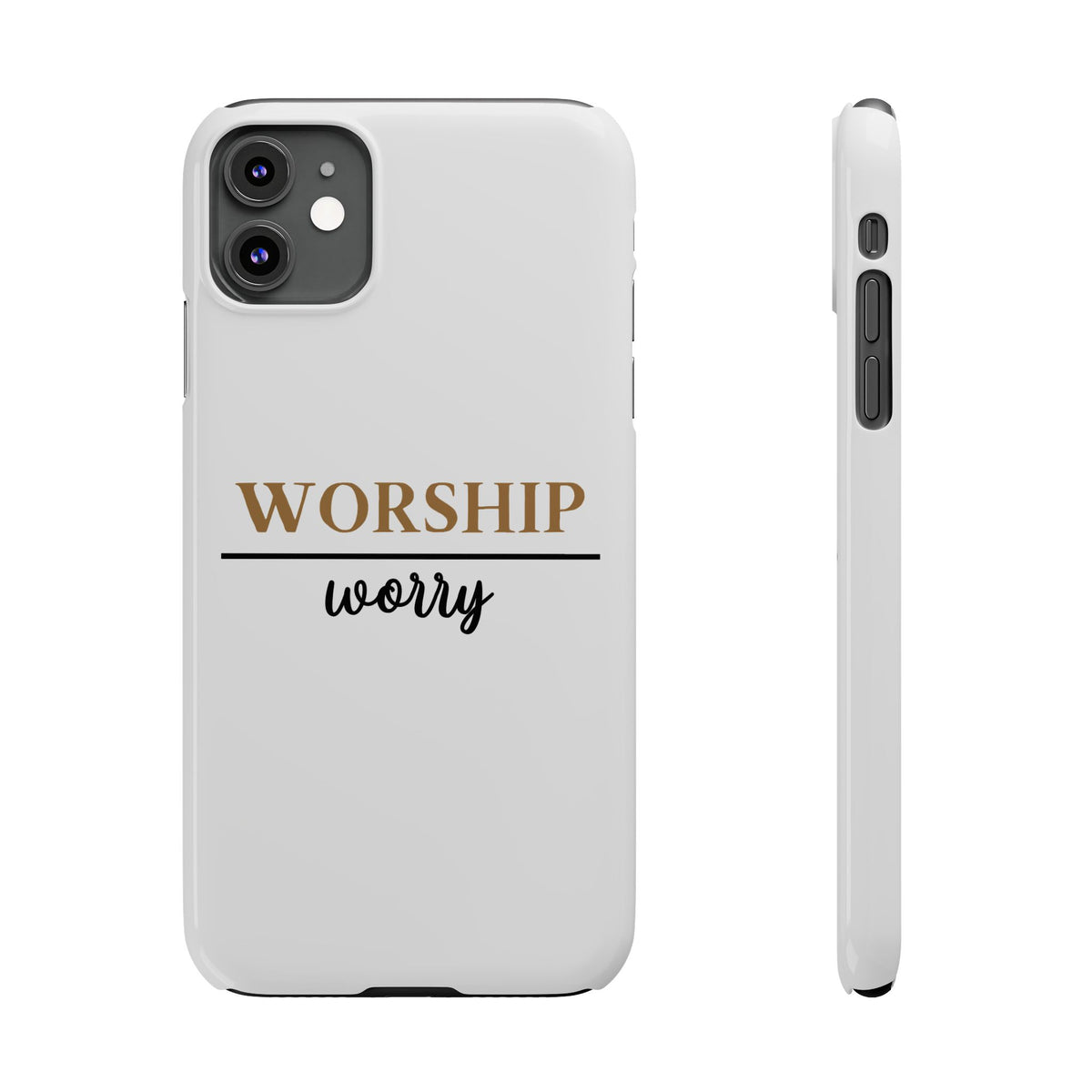 Worship Over Worry Slim Phone Case — Inspirational Christian Scripture Phone Cover