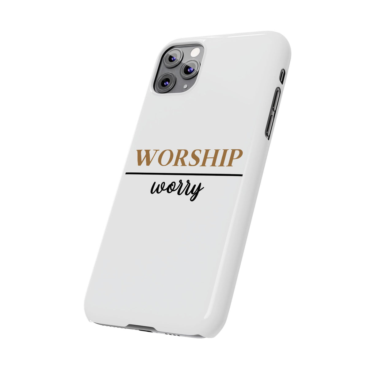 Worship Over Worry Slim Phone Case — Inspirational Christian Scripture Phone Cover