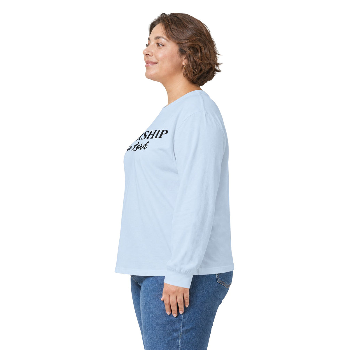 Worship the Lord Long Sleeve Tee — Christian Faith Graphic Shirt