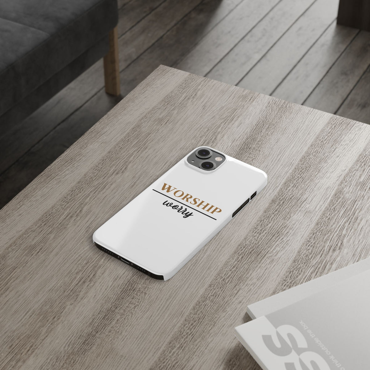 Worship Over Worry Slim Phone Case — Inspirational Christian Scripture Phone Cover