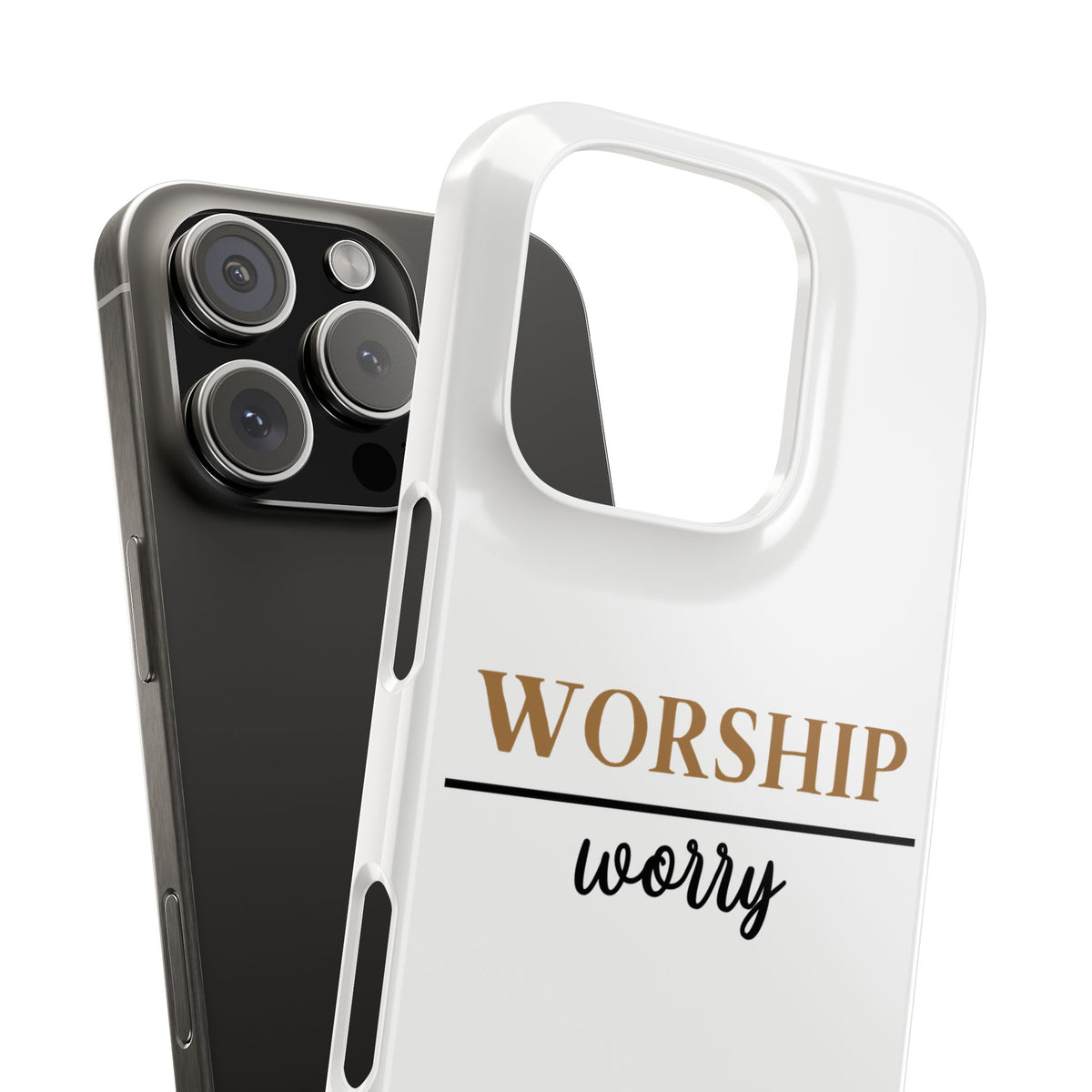 Worship Over Worry Slim Phone Case — Inspirational Christian Scripture Phone Cover