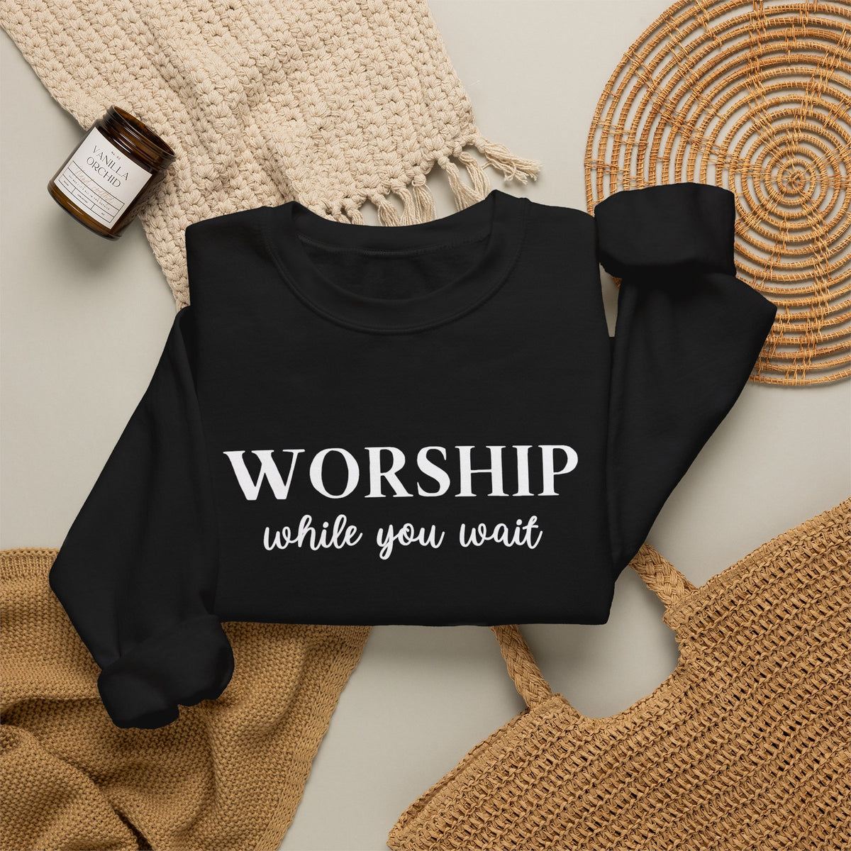 Worship While You Wait | Crewneck Sweatshirt