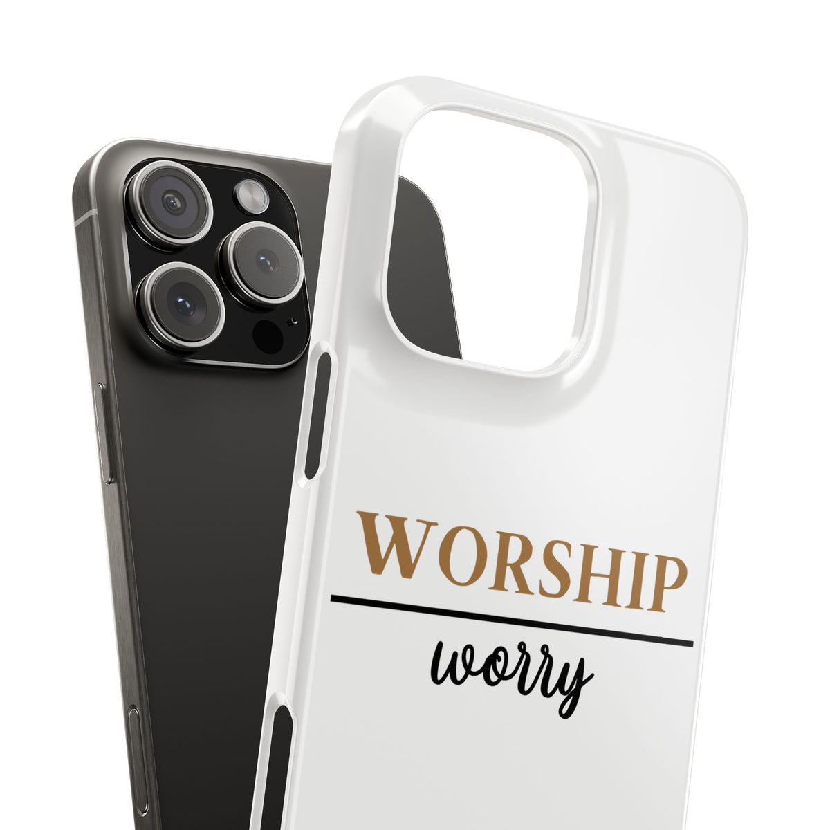 Worship Over Worry Slim Phone Case — Inspirational Christian Scripture Phone Cover