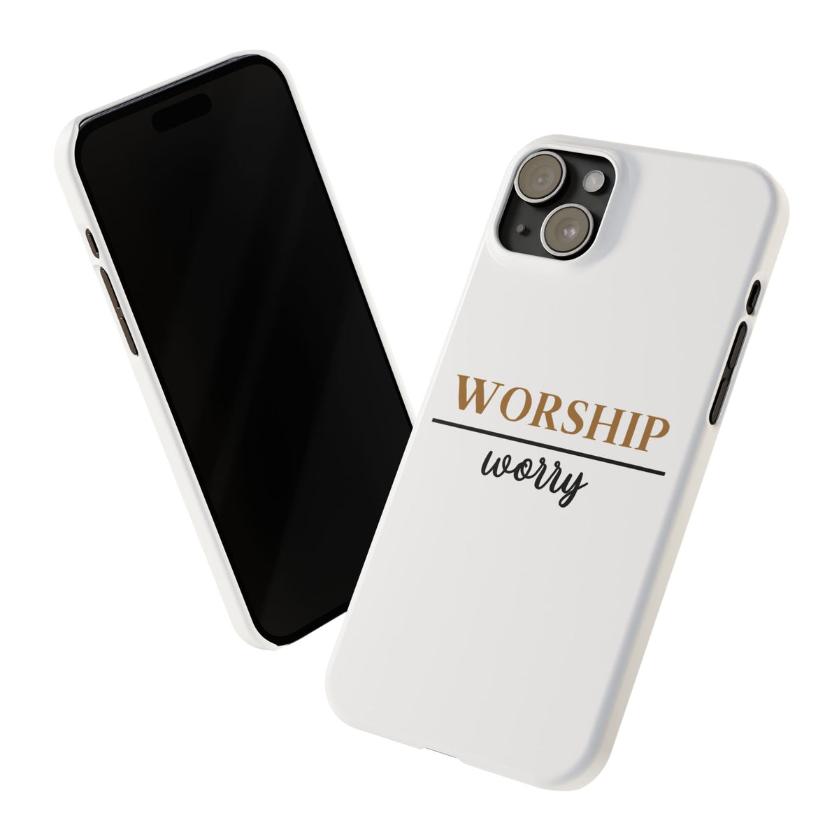 Worship Over Worry Slim Phone Case — Inspirational Christian Scripture Phone Cover