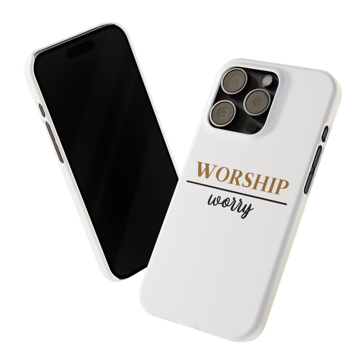 Worship Over Worry Slim Phone Case — Inspirational Christian Scripture Phone Cover