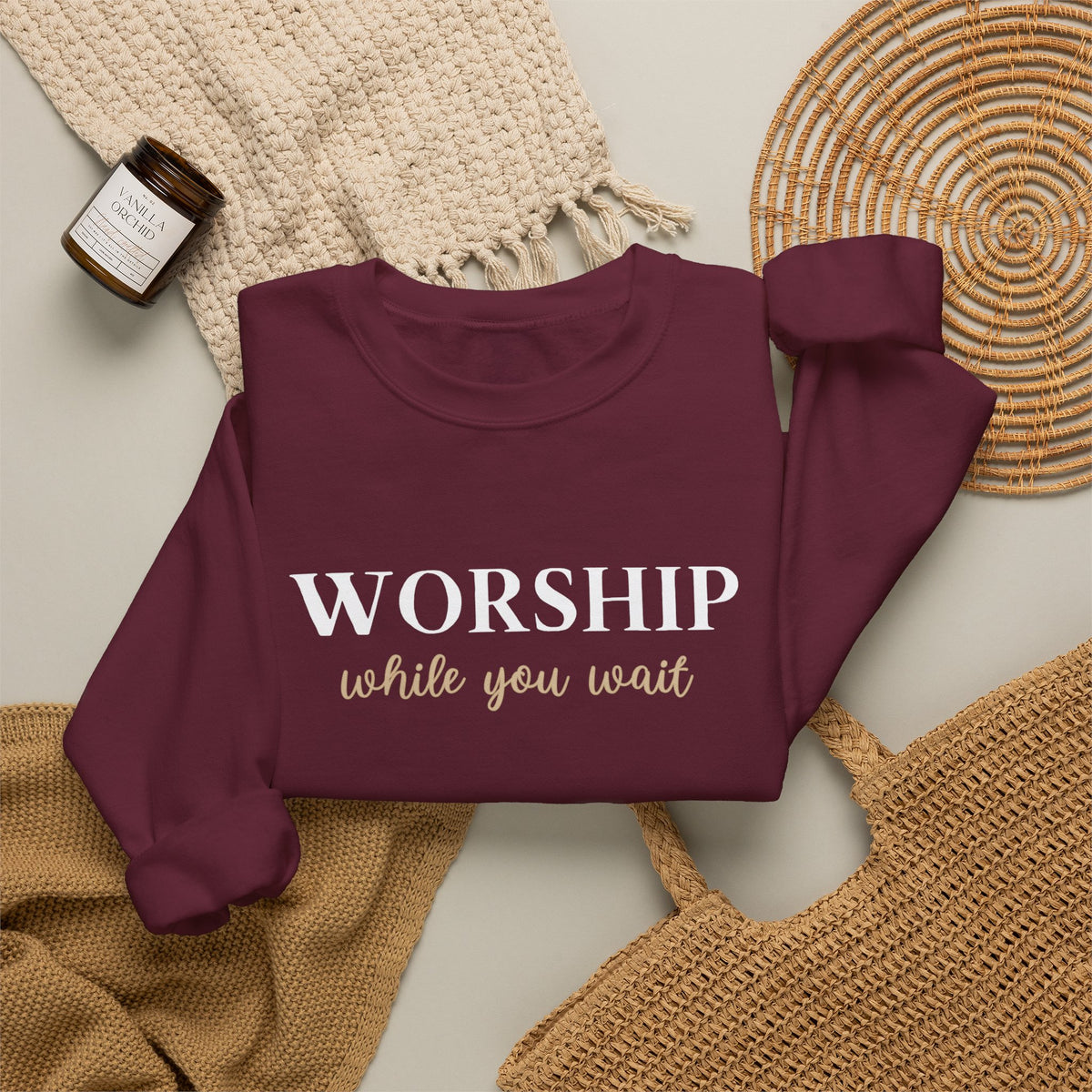 Worship While You Wait | Crewneck Sweatshirt
