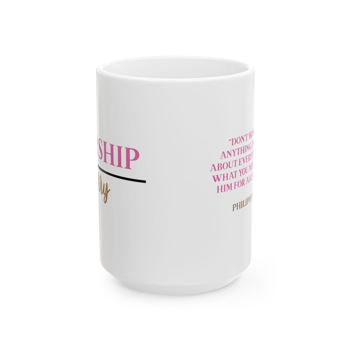 Worship Over Worry Ceramic Mug — Quote Coffee Cup for Church, Ministry & Faith Gifts (11oz/15oz)
