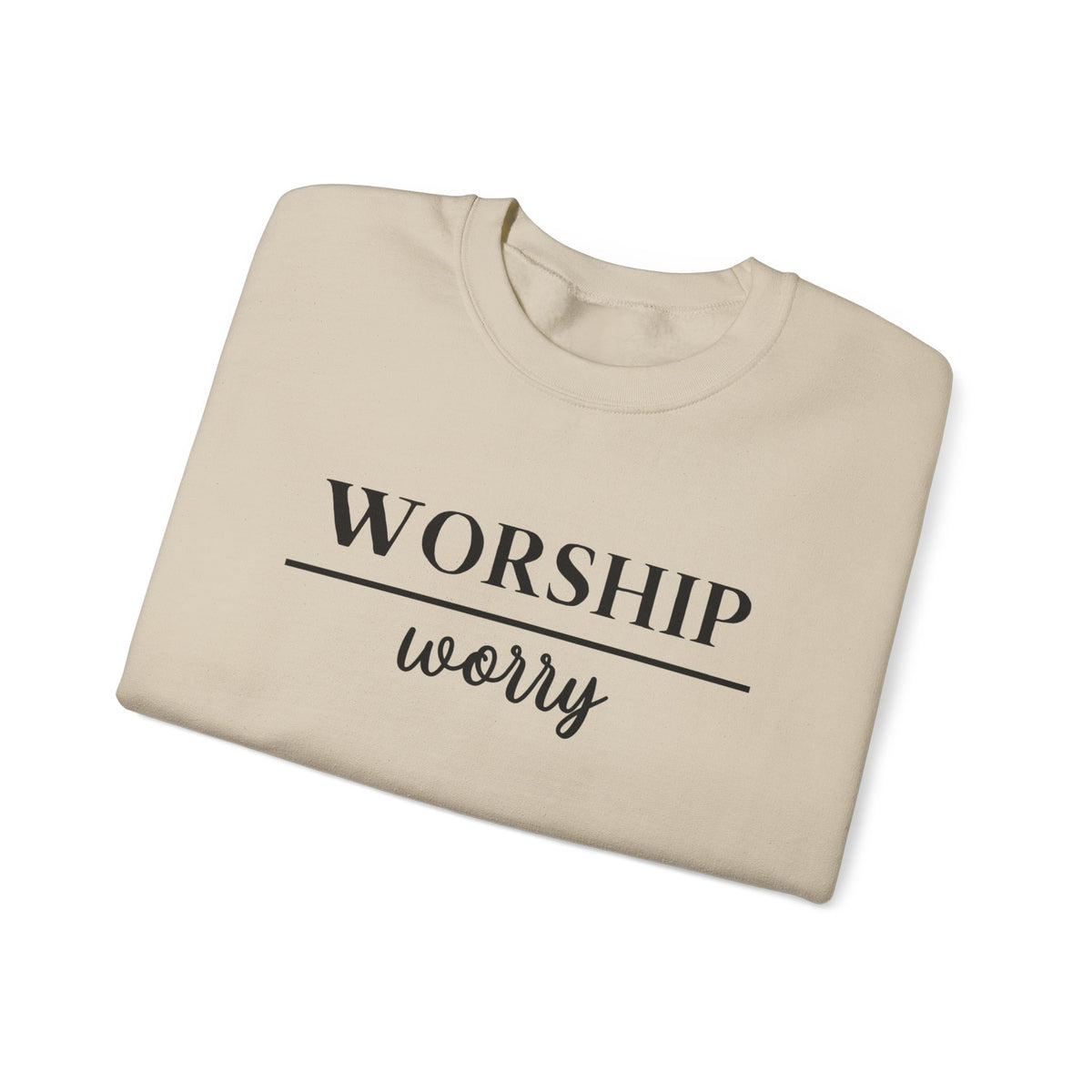 Worship Over Worry Crewneck Sweatshirt — Fall Colors Christian Faith Encouragement Pullover