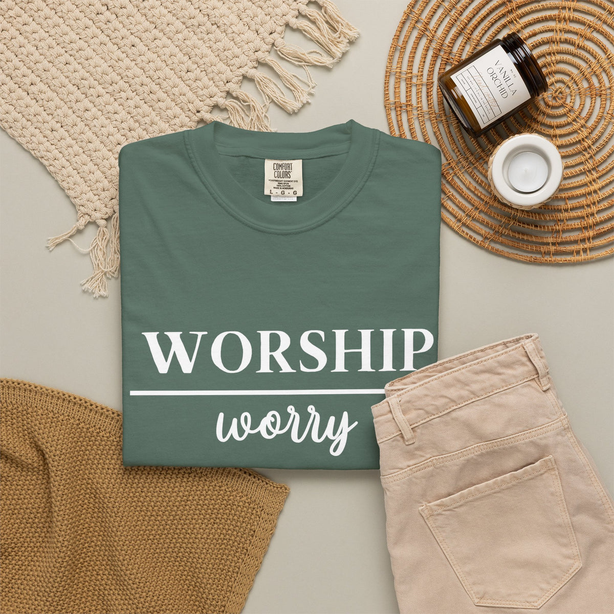 Worship Over Worry Tee — Christian T-Shirt