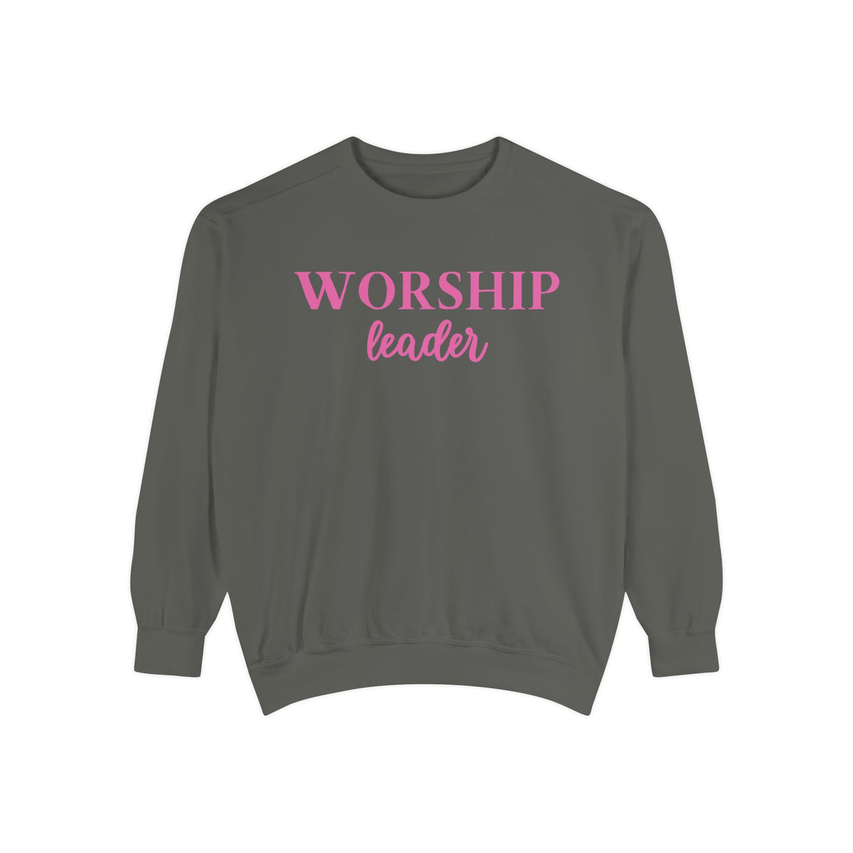 Worship Leader Sweatshirt — Pink Script Church Crewneck