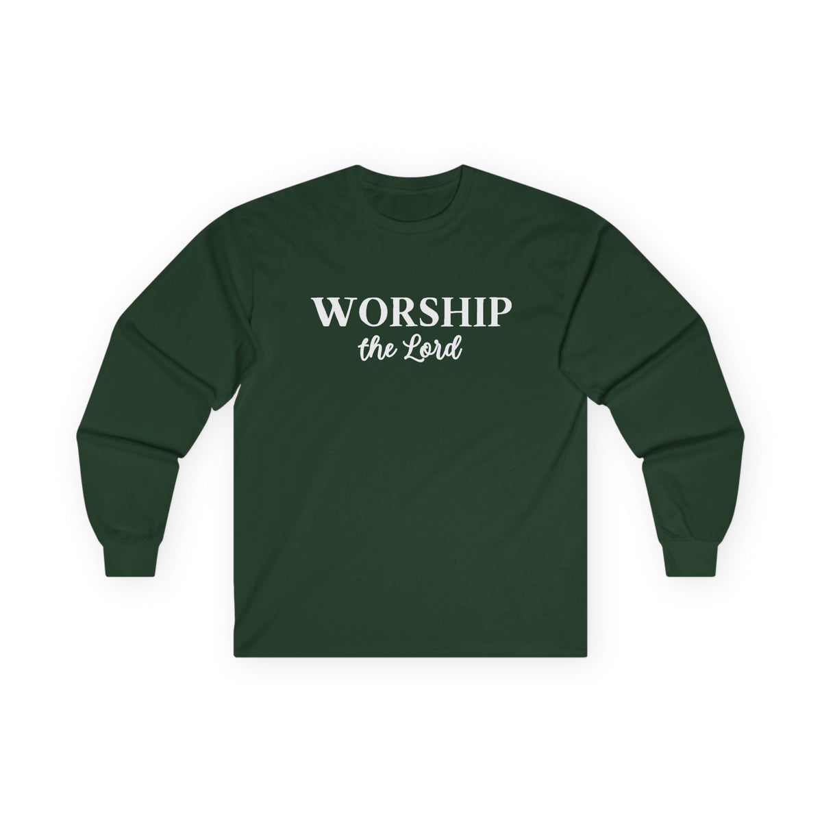 Worship the Lord Long Sleeve Tee — Christian Faith Graphic Shirt
