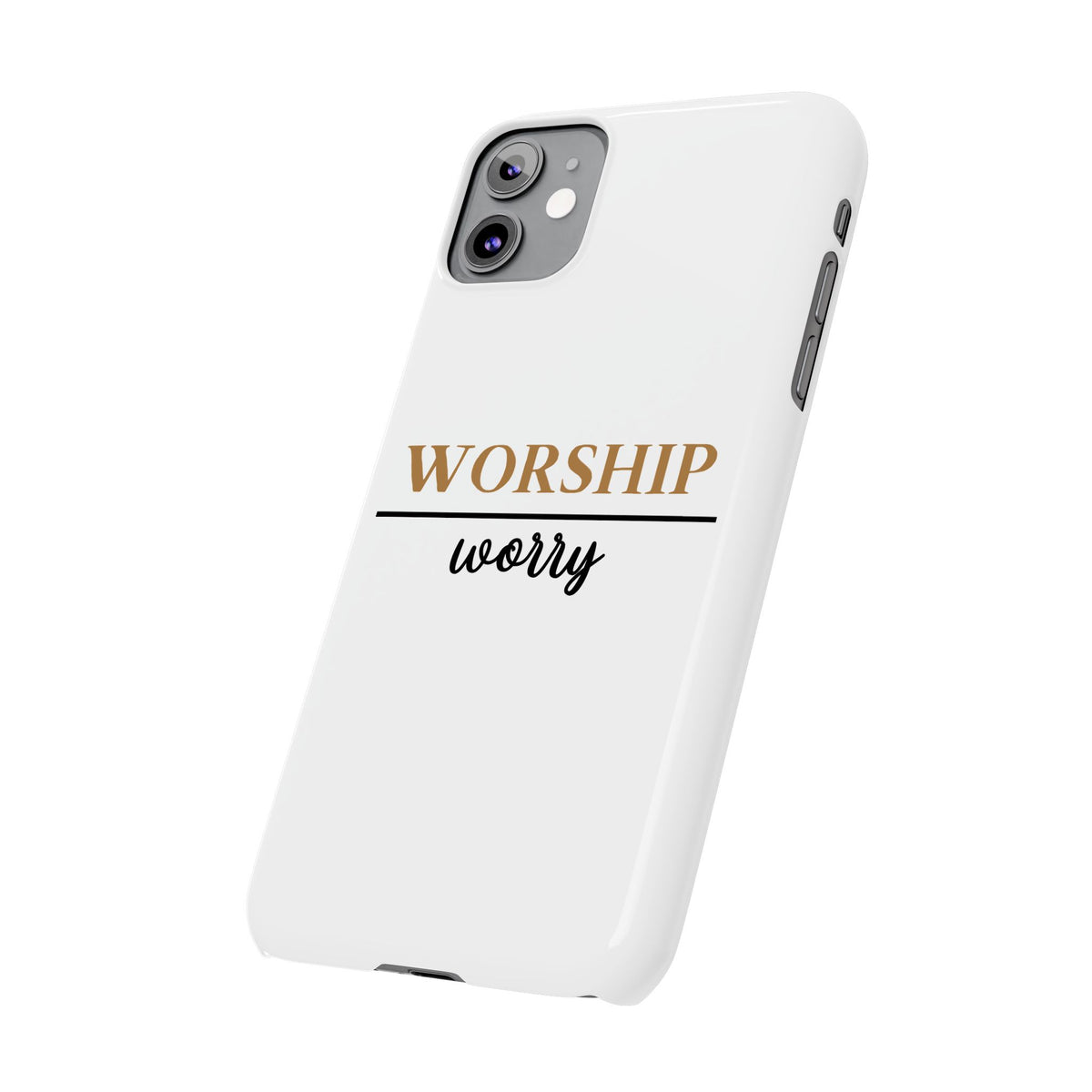Worship Over Worry Slim Phone Case — Inspirational Christian Scripture Phone Cover