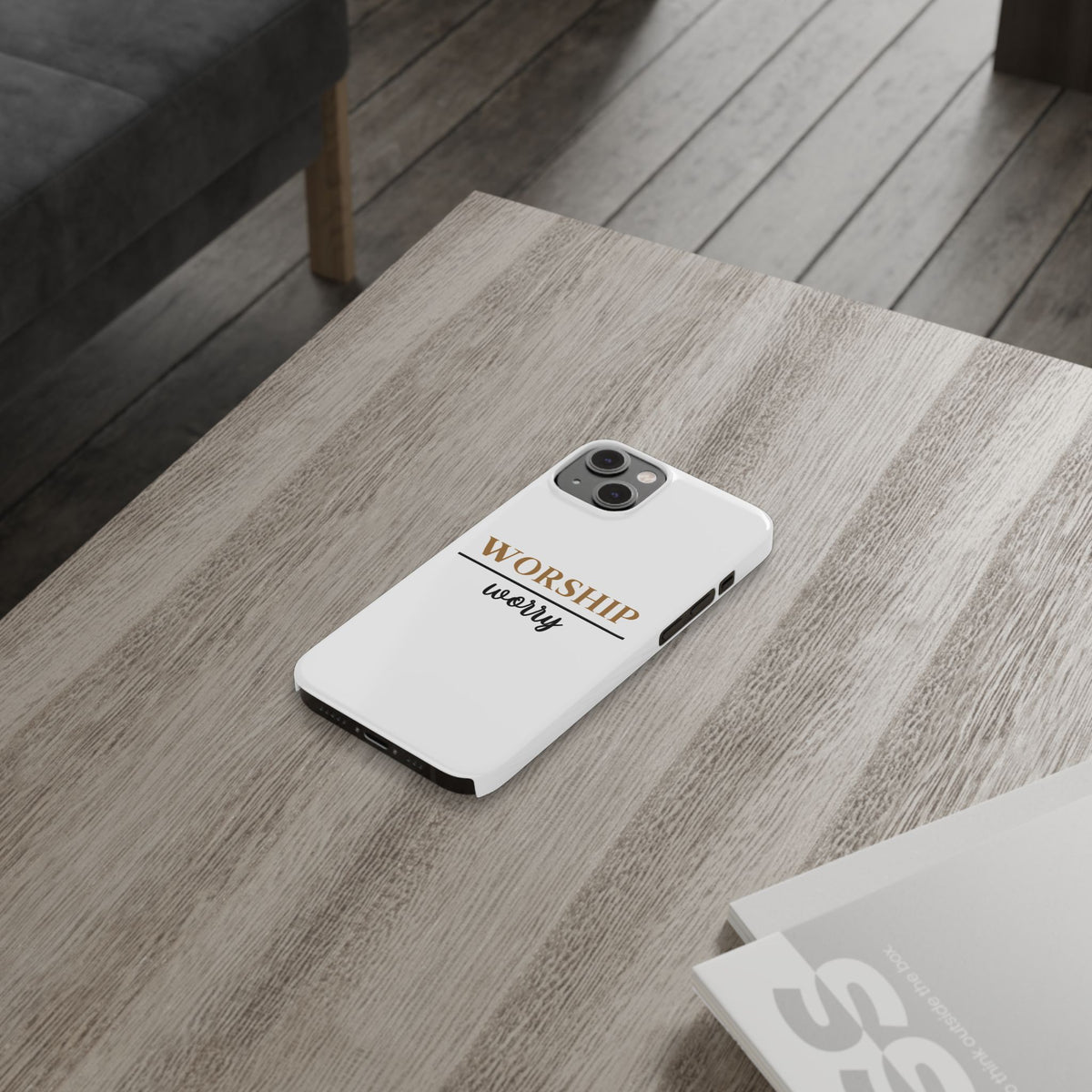 Worship Over Worry Slim Phone Case — Inspirational Christian Scripture Phone Cover