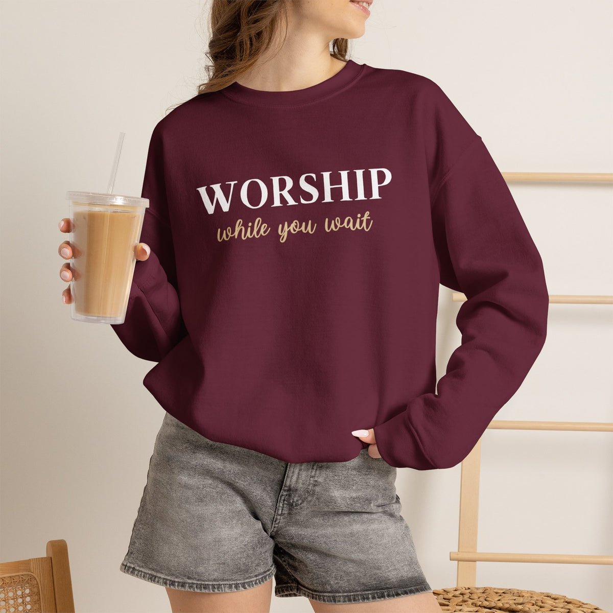 Worship While You Wait | Crewneck Sweatshirt