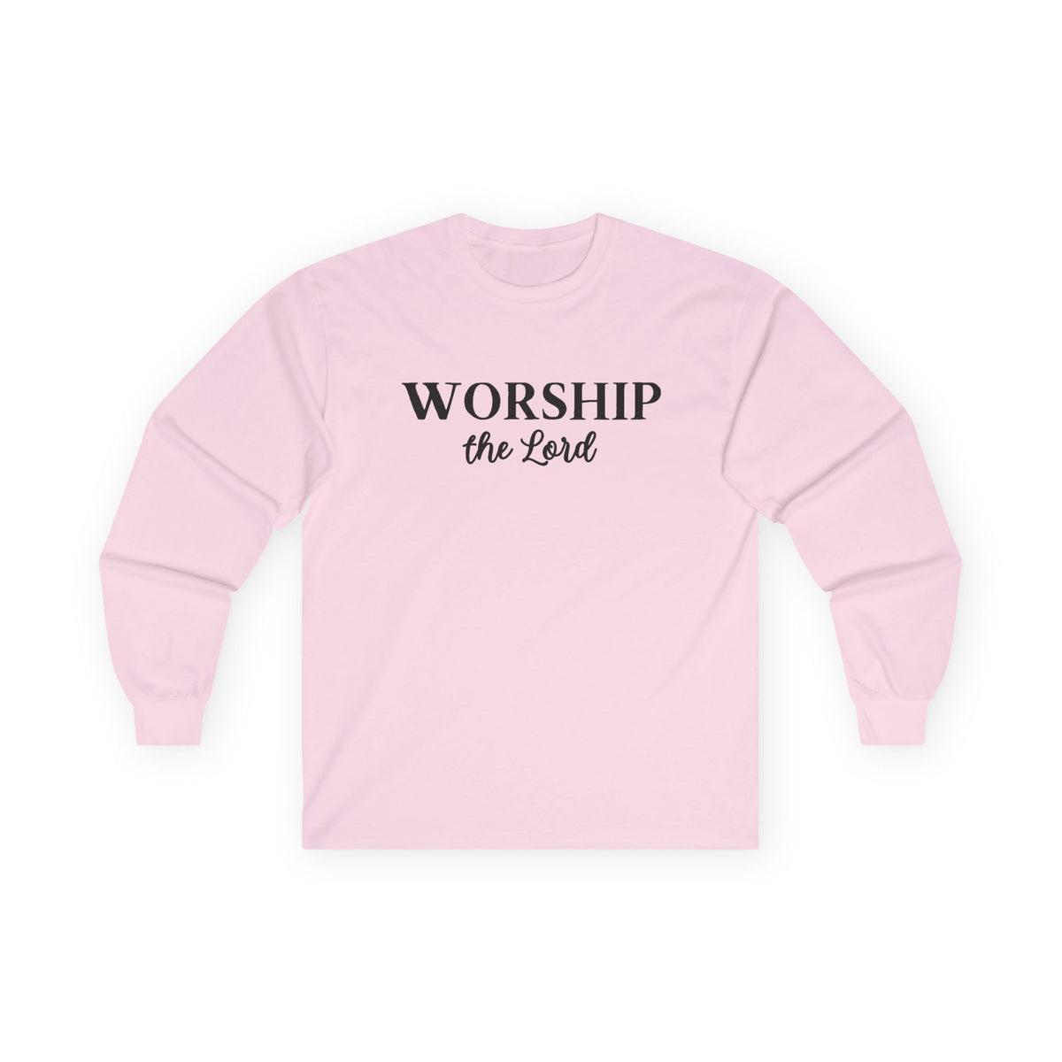 Worship the Lord Long Sleeve Tee — Christian Faith Graphic Shirt