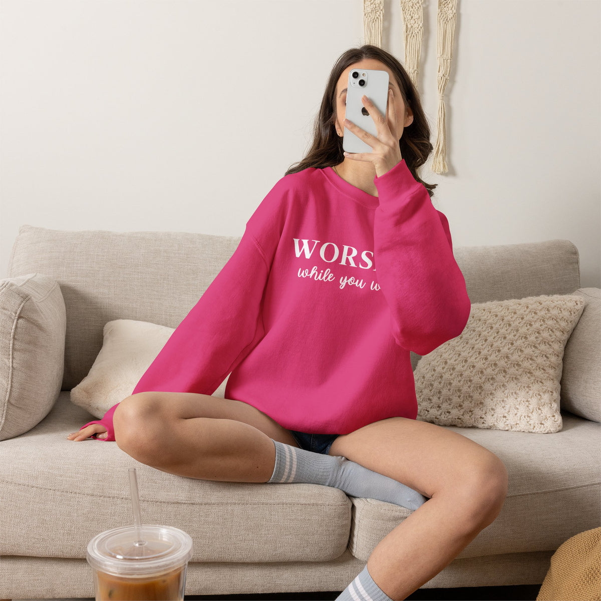 Worship While You Wait | Crewneck Sweatshirt