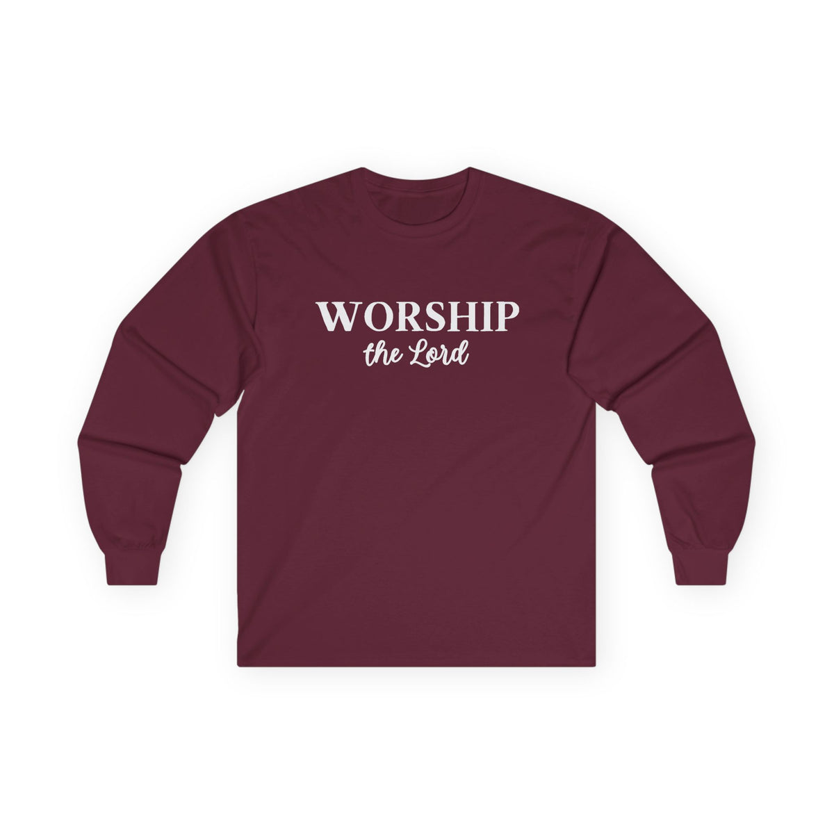 Worship the Lord Long Sleeve Tee — Christian Faith Graphic Shirt