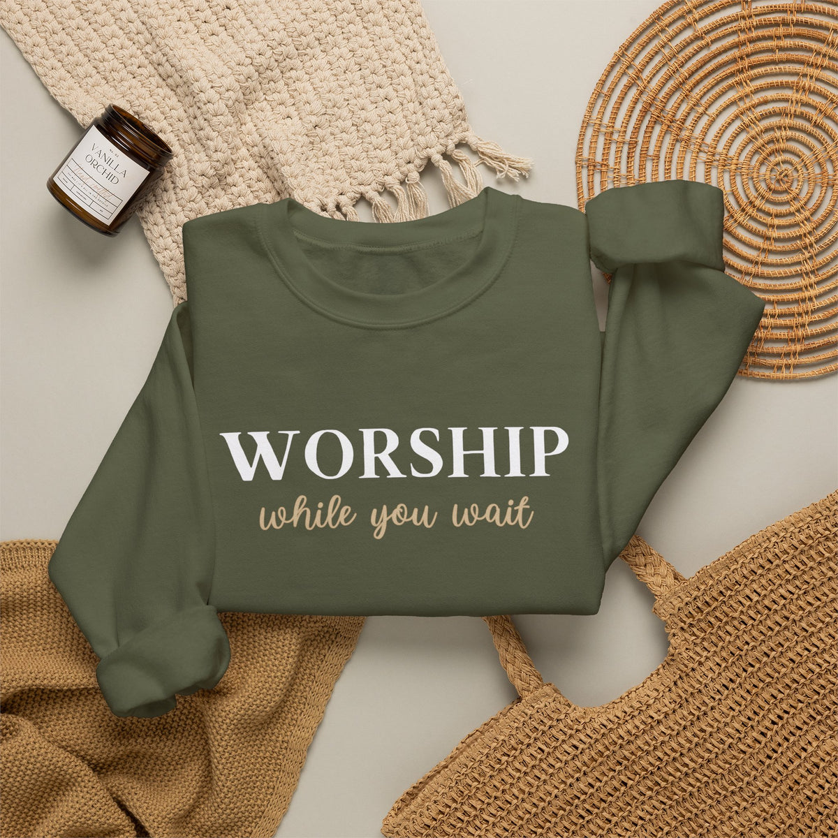 Worship While You Wait | Crewneck Sweatshirt