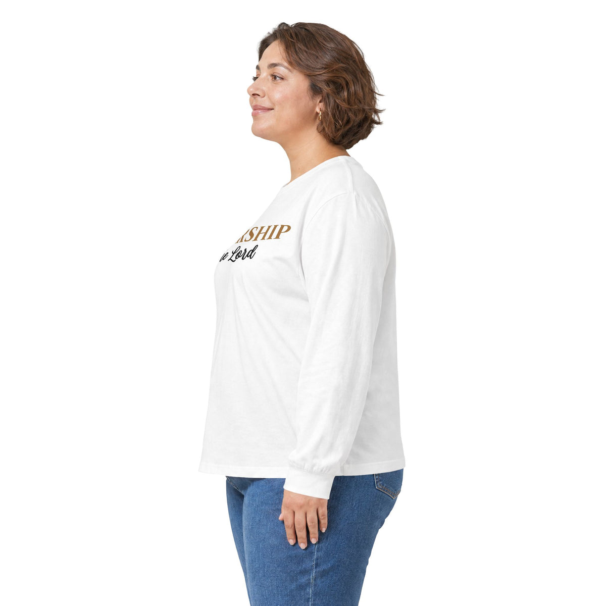Worship the Lord Long Sleeve Tee — Christian Faith Graphic Shirt