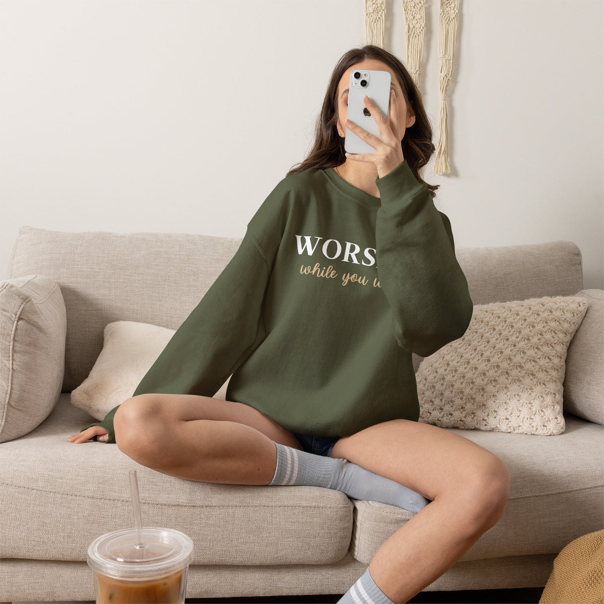 Worship While You Wait | Crewneck Sweatshirt