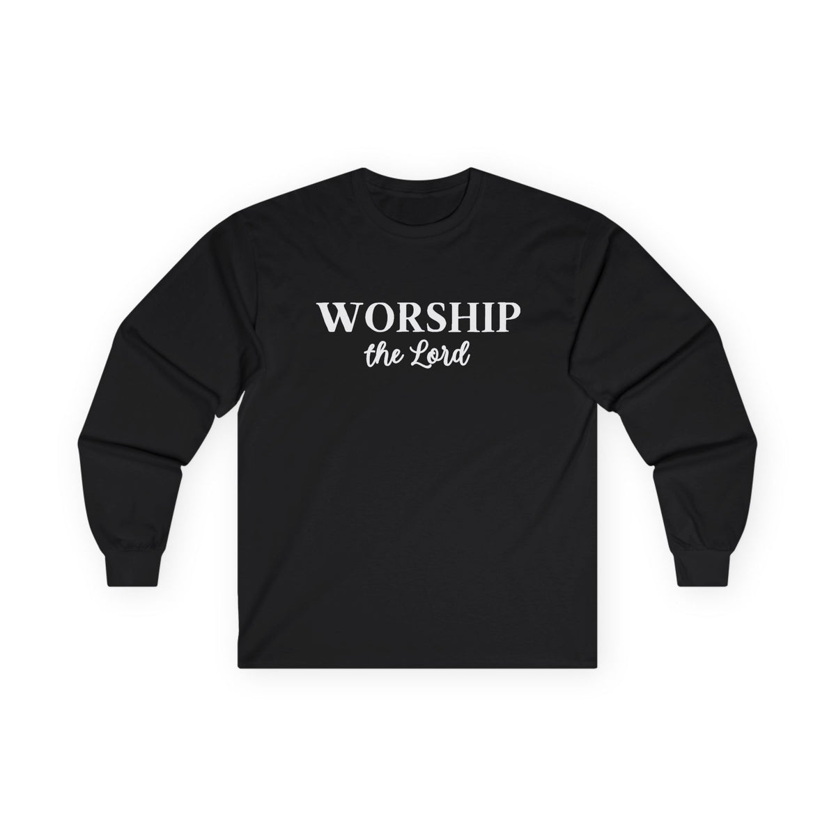 Worship the Lord Long Sleeve Tee — Christian Faith Graphic Shirt