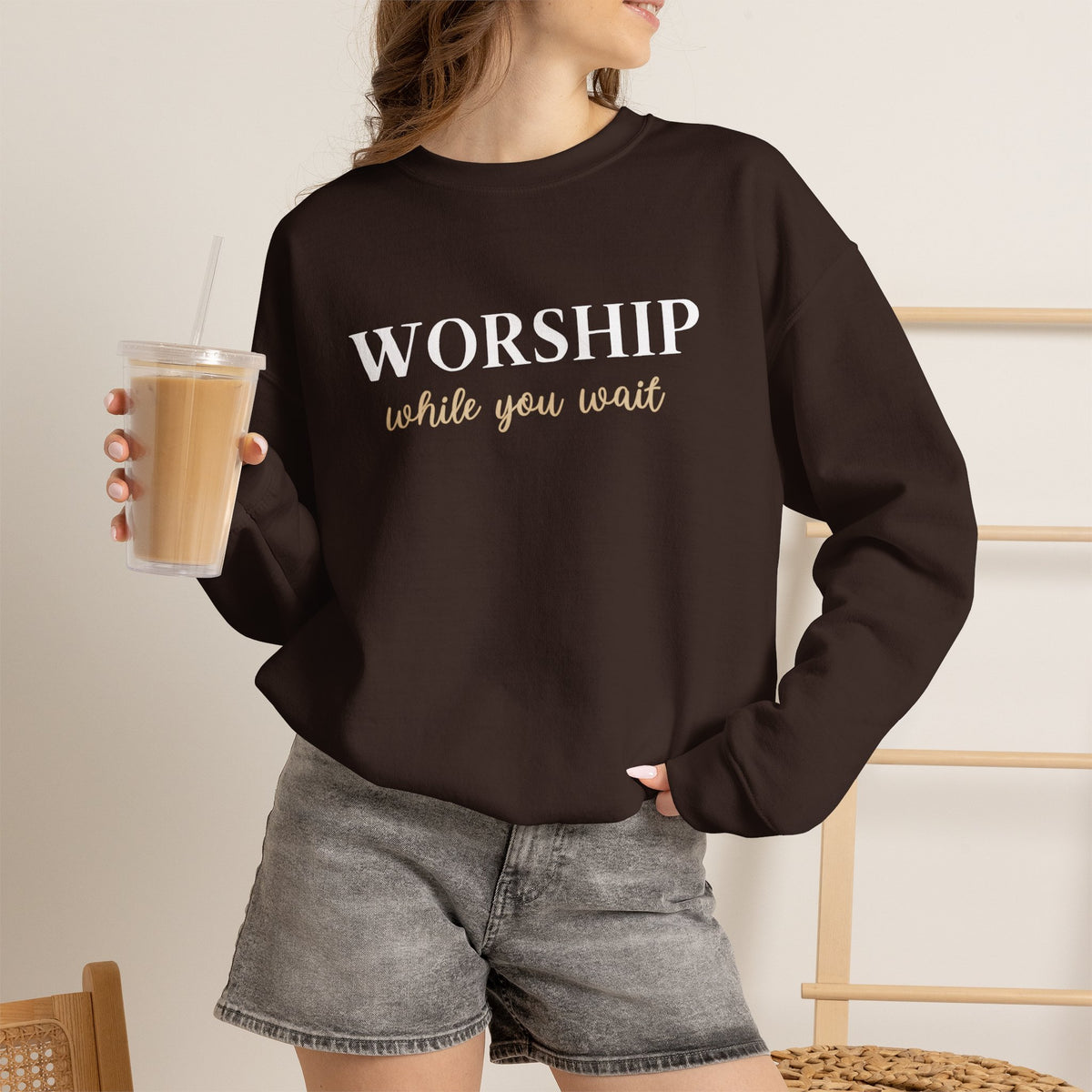 Worship While You Wait | Crewneck Sweatshirt