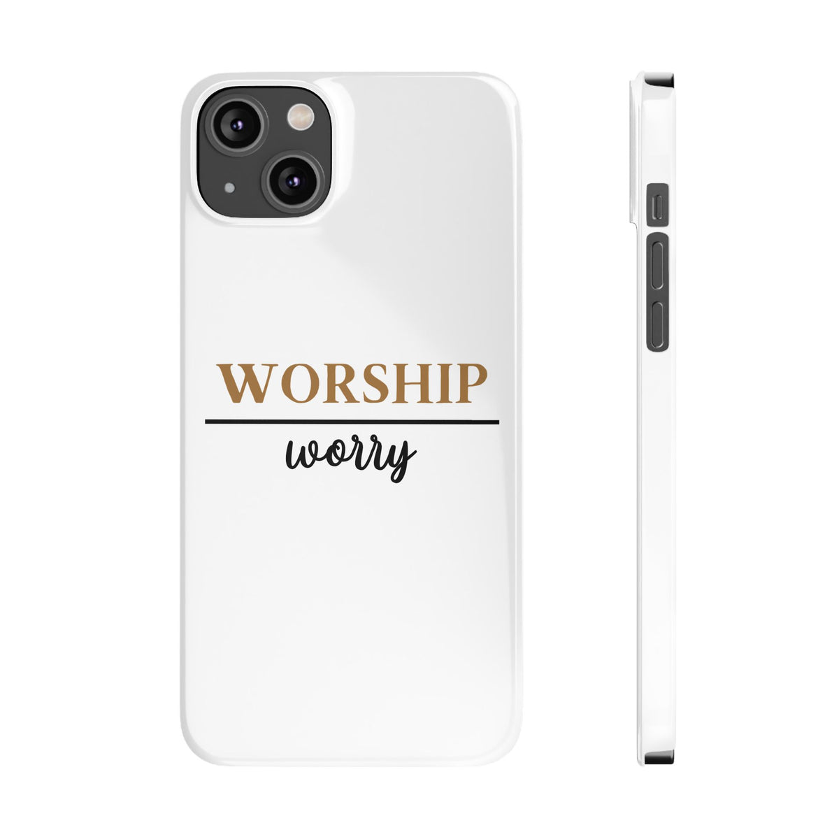 Worship Over Worry Slim Phone Case — Inspirational Christian Scripture Phone Cover