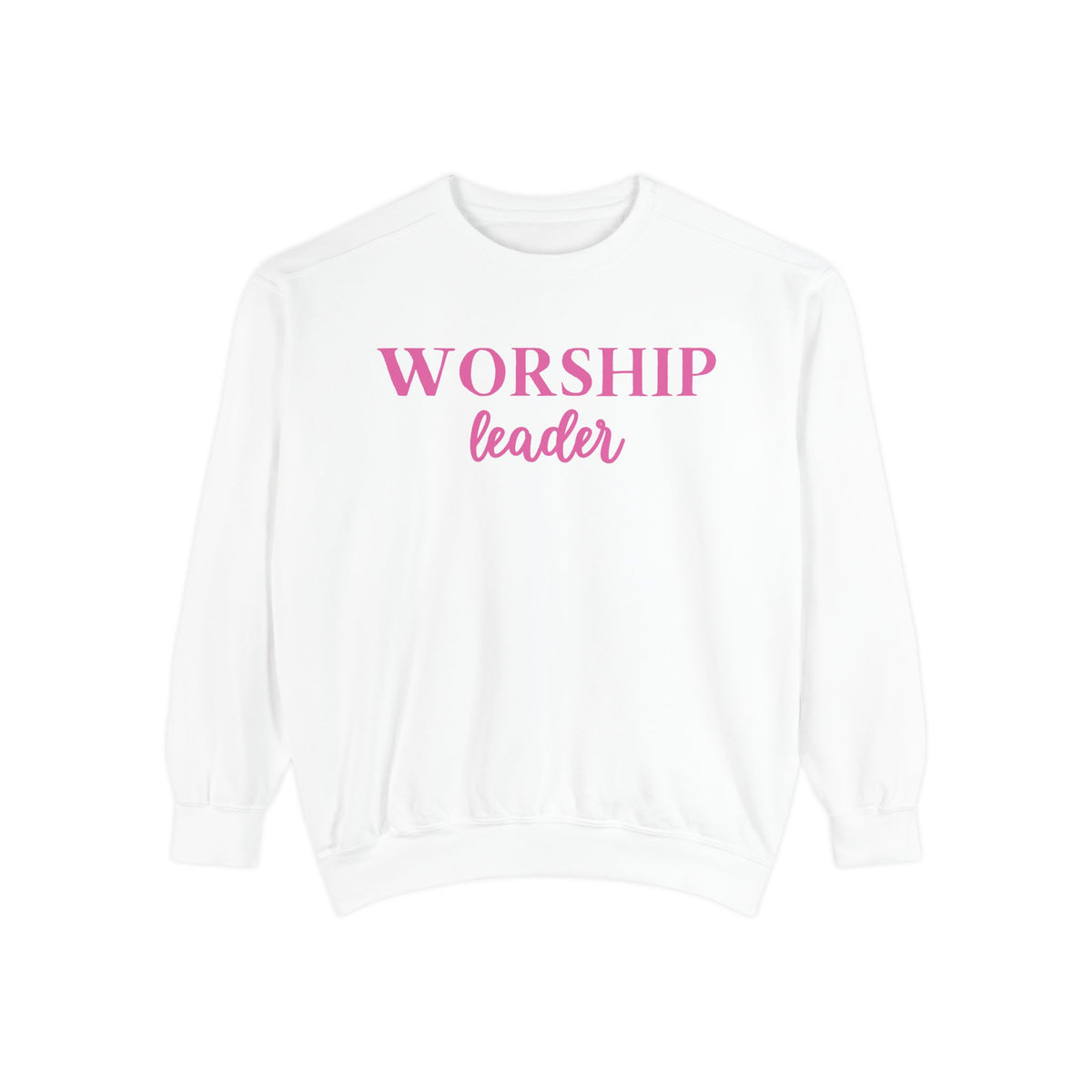 Worship Leader Sweatshirt — Pink Script Church Crewneck