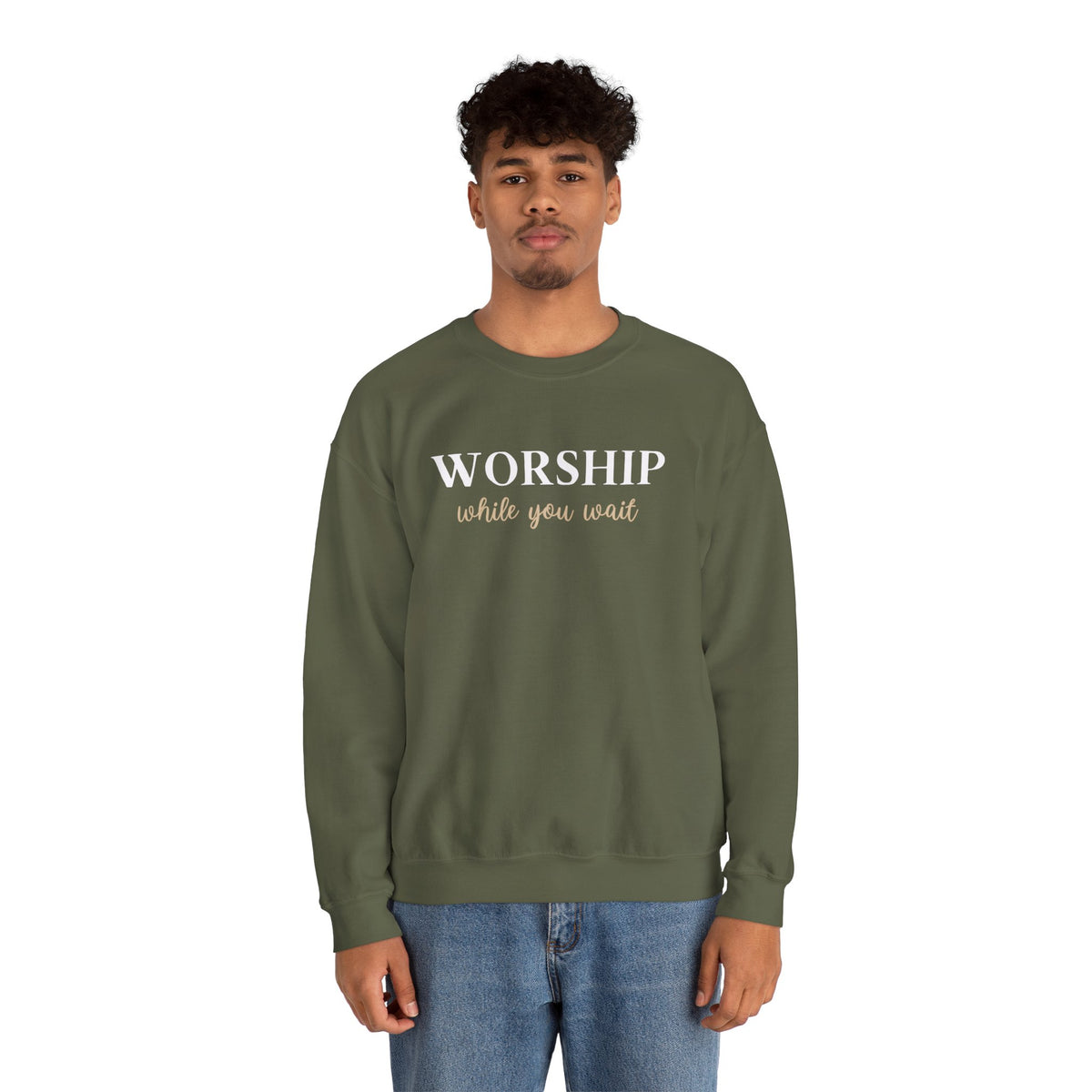 Worship While You Wait | Crewneck Sweatshirt