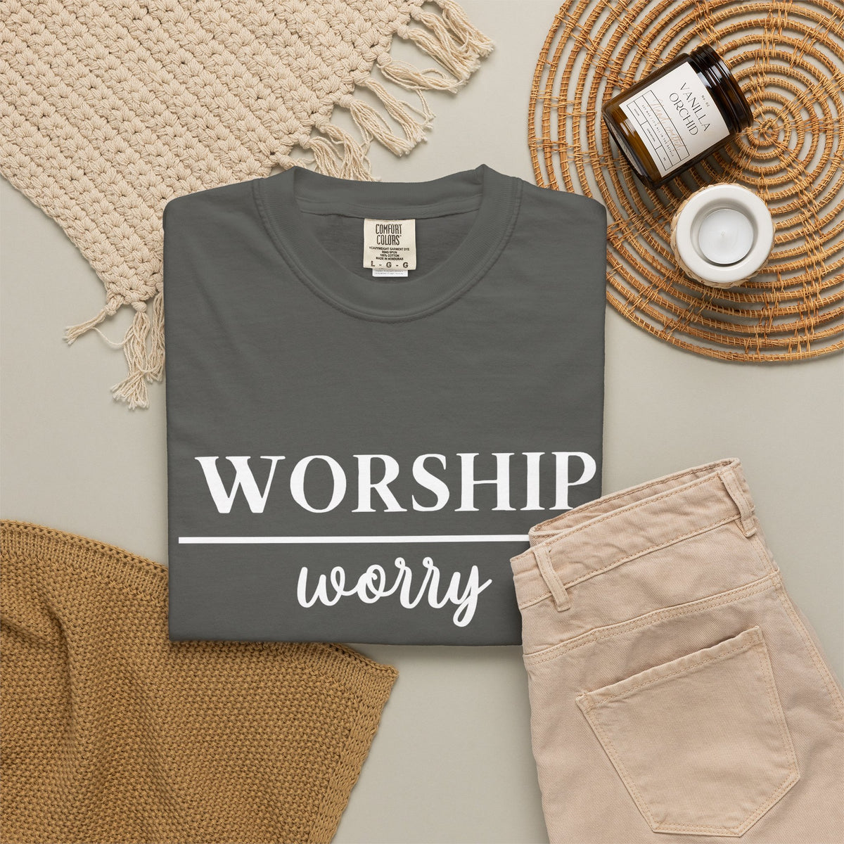 Worship Over Worry Tee — Christian T-Shirt