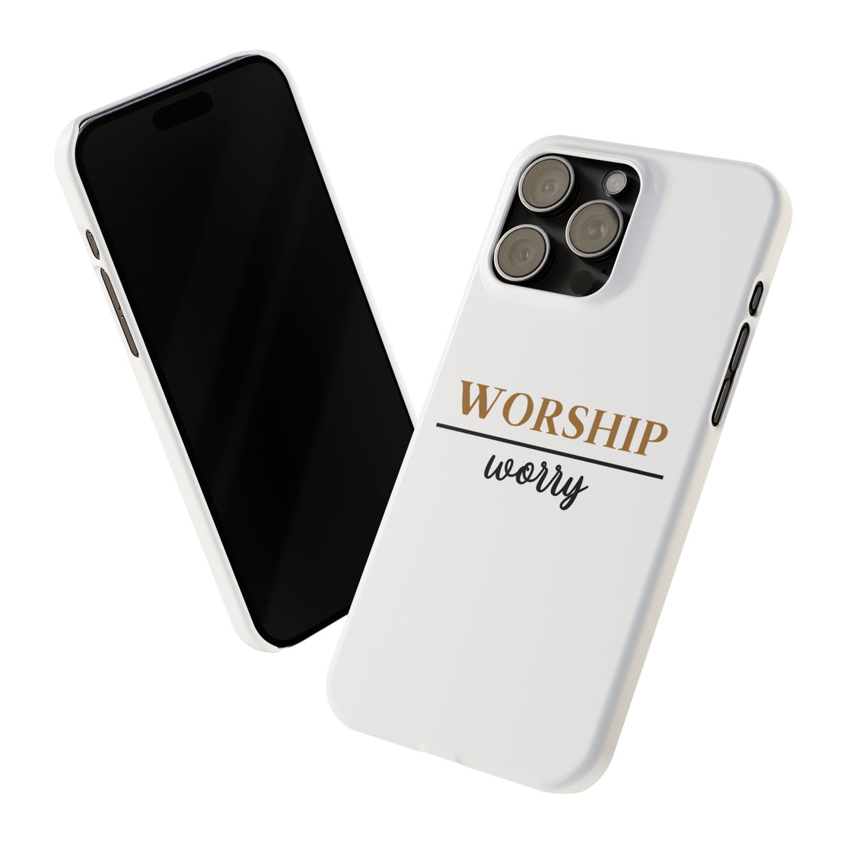 Worship Over Worry Slim Phone Case — Inspirational Christian Scripture Phone Cover