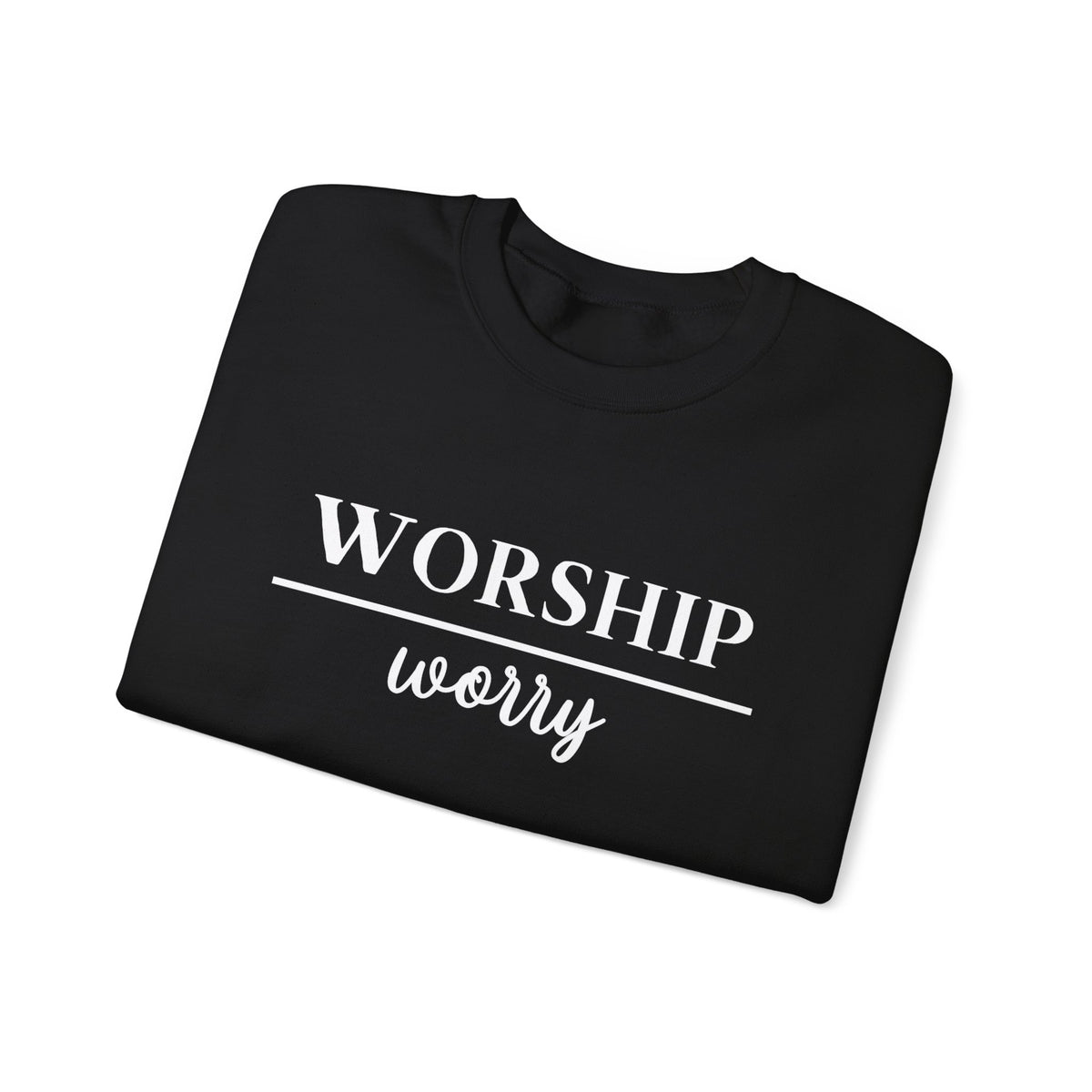 Worship Over Worry Crewneck Sweatshirt — Fall Colors Christian Faith Encouragement Pullover