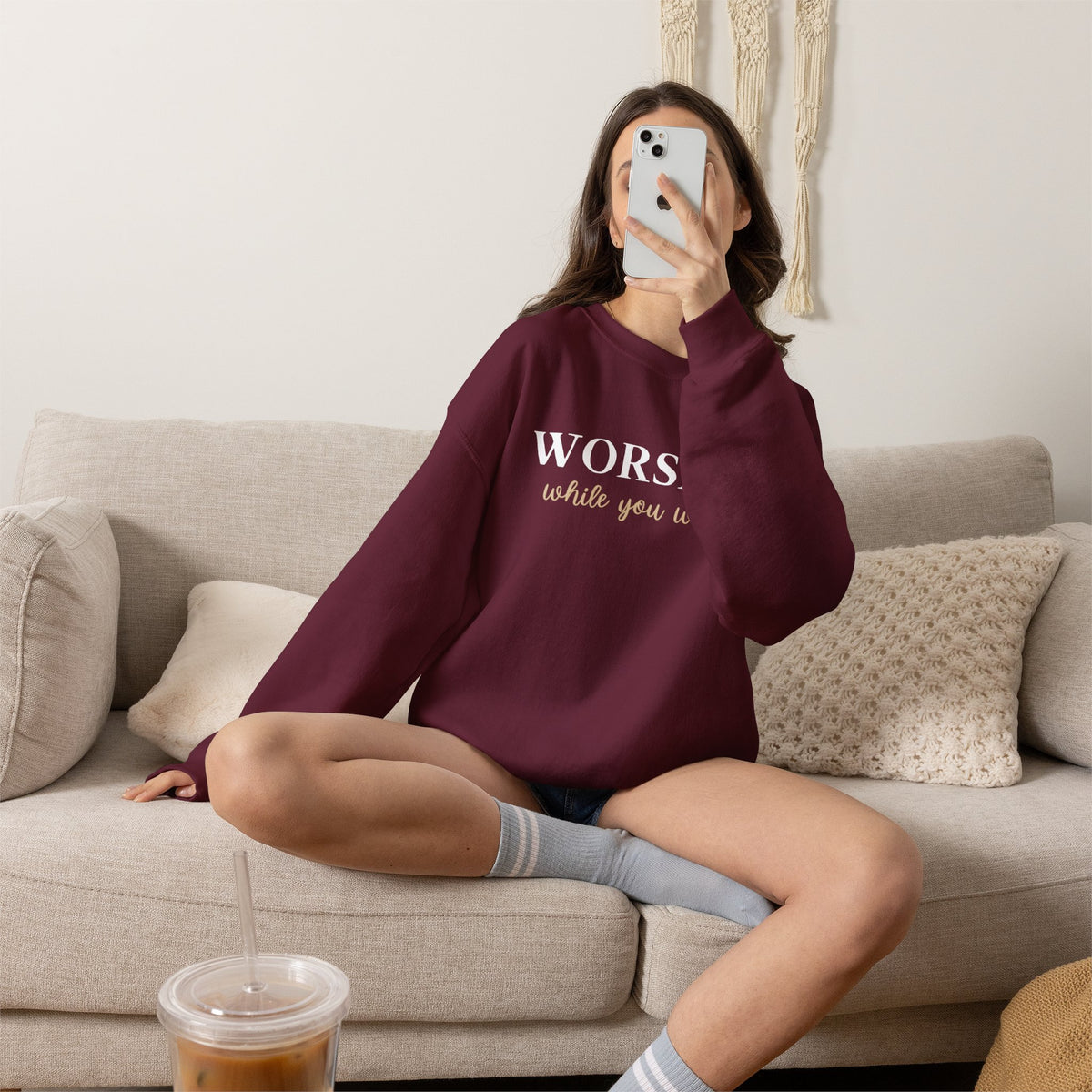 Worship While You Wait | Crewneck Sweatshirt