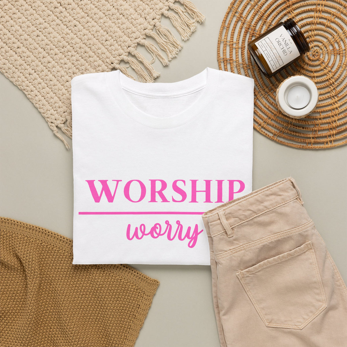 Worship Over Worry T-Shirt – Faith-Inspired Christian Tee