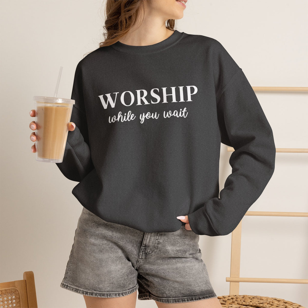 Worship While You Wait | Crewneck Sweatshirt