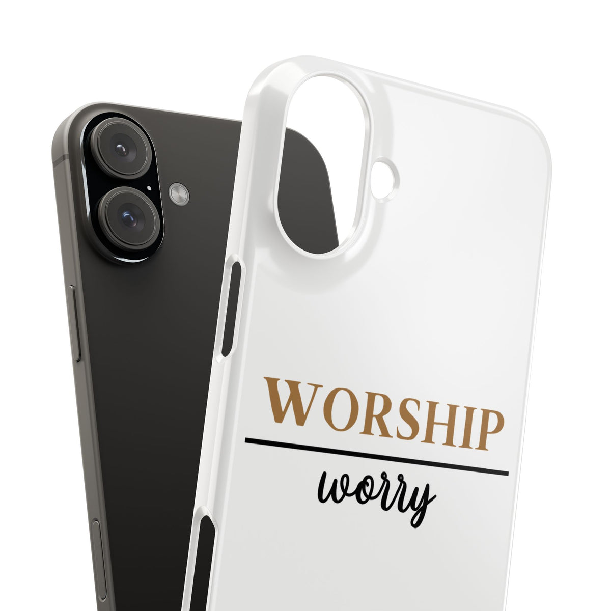 Worship Over Worry Slim Phone Case — Inspirational Christian Scripture Phone Cover