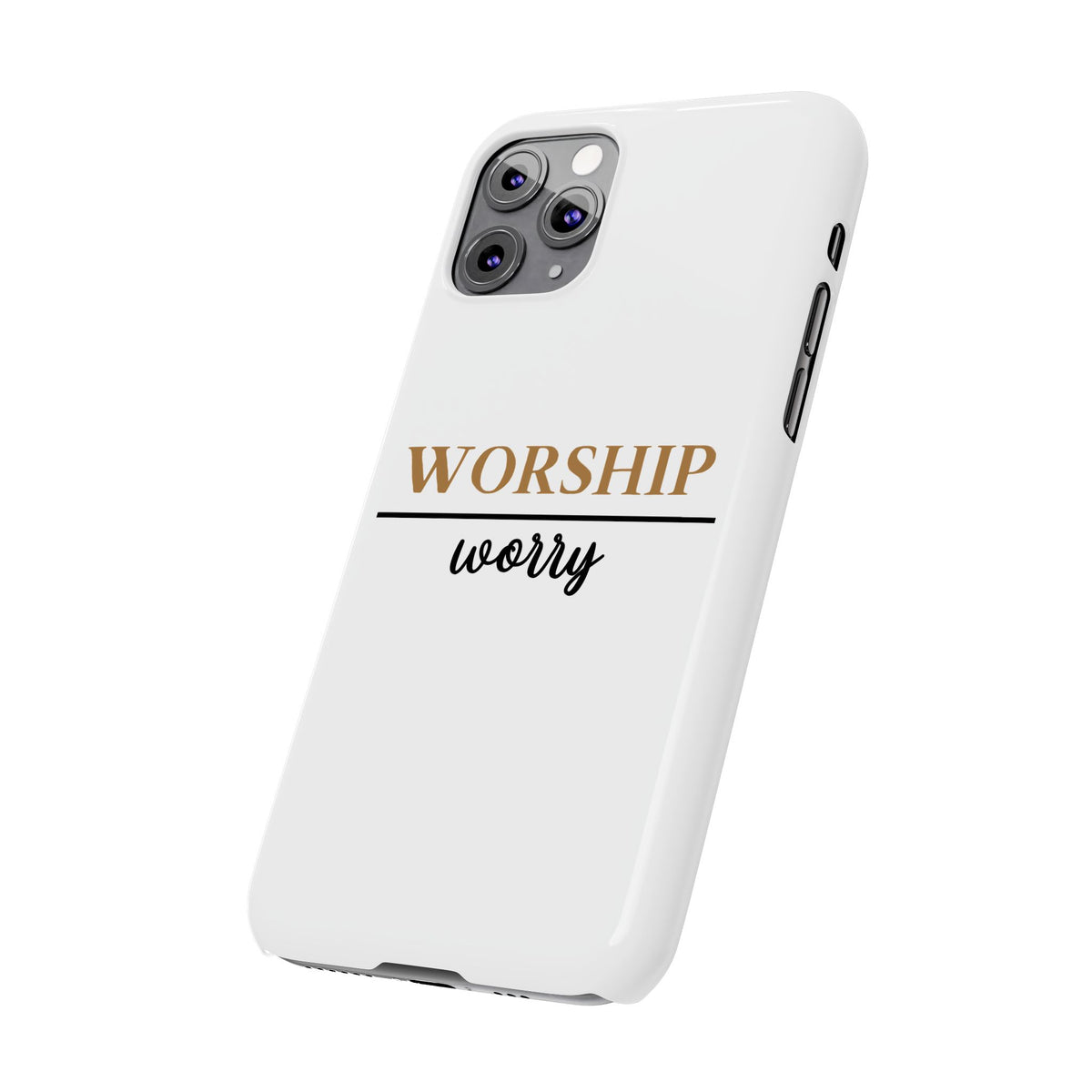 Worship Over Worry Slim Phone Case — Inspirational Christian Scripture Phone Cover