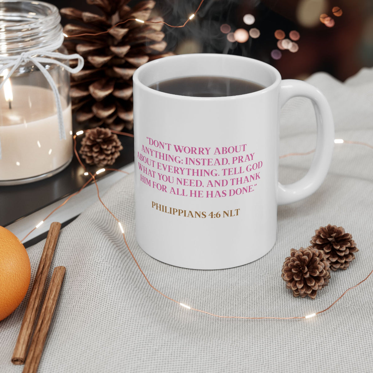 Worship Over Worry Ceramic Mug — Quote Coffee Cup for Church, Ministry & Faith Gifts (11oz/15oz)