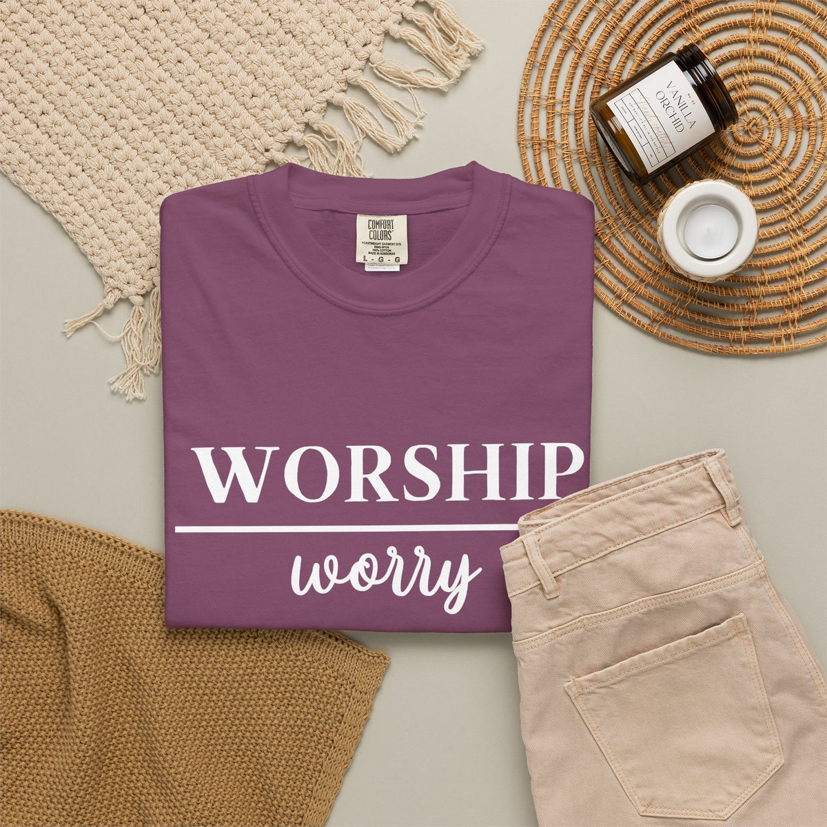 Worship Over Worry Tee — Christian T-Shirt