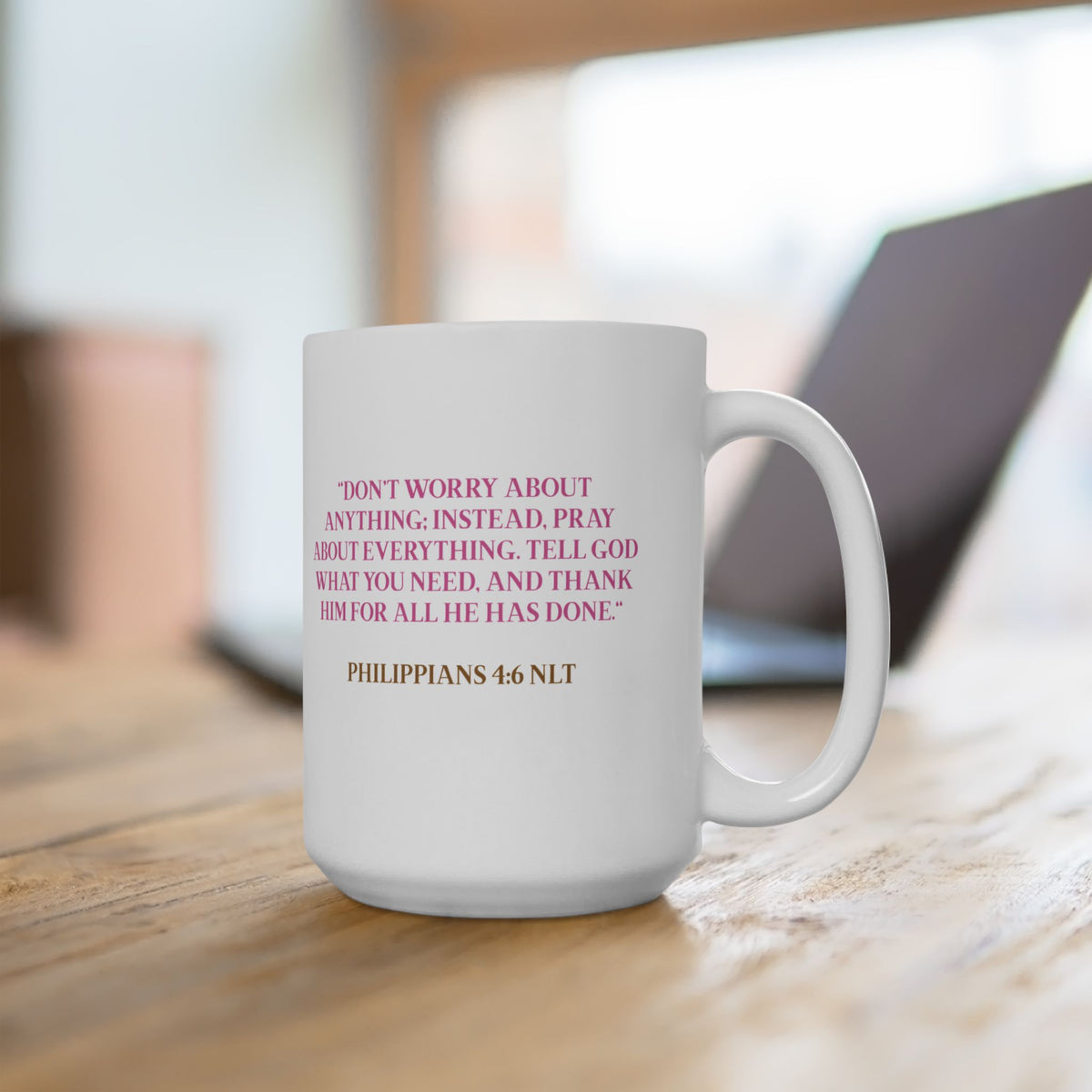 Worship Over Worry Ceramic Mug — Quote Coffee Cup for Church, Ministry & Faith Gifts (11oz/15oz)