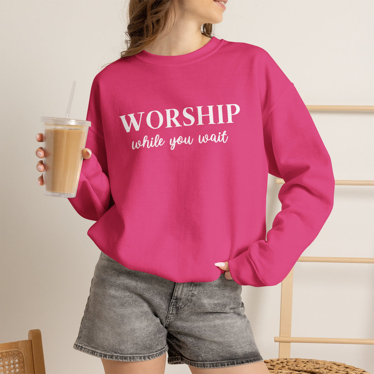 Worship While You Wait | Crewneck Sweatshirt