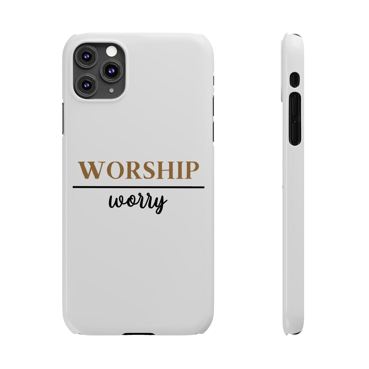 Worship Over Worry Slim Phone Case — Inspirational Christian Scripture Phone Cover